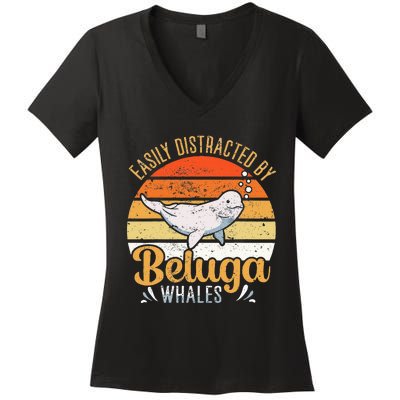 Beluga Whale White Whale Sea Canary Whale Watching Women's V-Neck T-Shirt