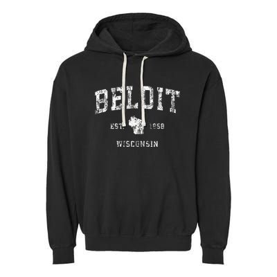 Beloit Wisconsin Wi Vintage Athletic Sports Design Garment-Dyed Fleece Hoodie