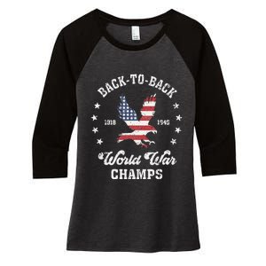 Backtoback World War Champs Women's Tri-Blend 3/4-Sleeve Raglan Shirt