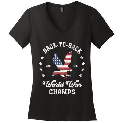 Backtoback World War Champs Women's V-Neck T-Shirt