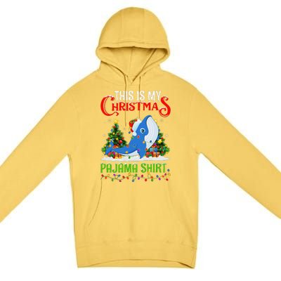 Blue Whale Xmas Lights This Is My Christmas Pajama Premium Pullover Hoodie