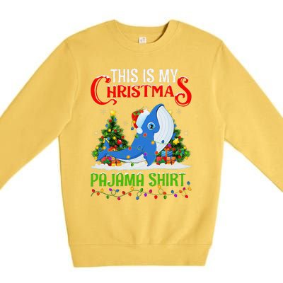 Blue Whale Xmas Lights This Is My Christmas Pajama Premium Crewneck Sweatshirt