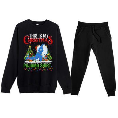 Blue Whale Xmas Lights This Is My Christmas Pajama Premium Crewneck Sweatsuit Set