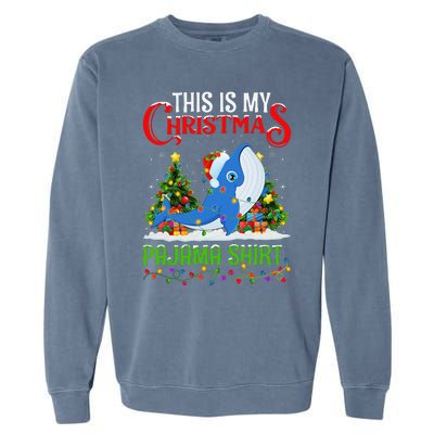 Blue Whale Xmas Lights This Is My Christmas Pajama Garment-Dyed Sweatshirt