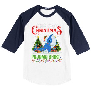 Blue Whale Xmas Lights This Is My Christmas Pajama Baseball Sleeve Shirt