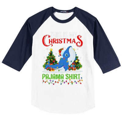 Blue Whale Xmas Lights This Is My Christmas Pajama Baseball Sleeve Shirt