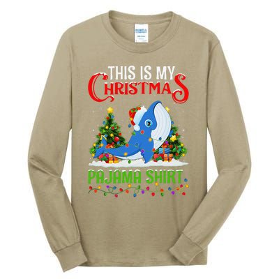 Blue Whale Xmas Lights This Is My Christmas Pajama Tall Long Sleeve T-Shirt