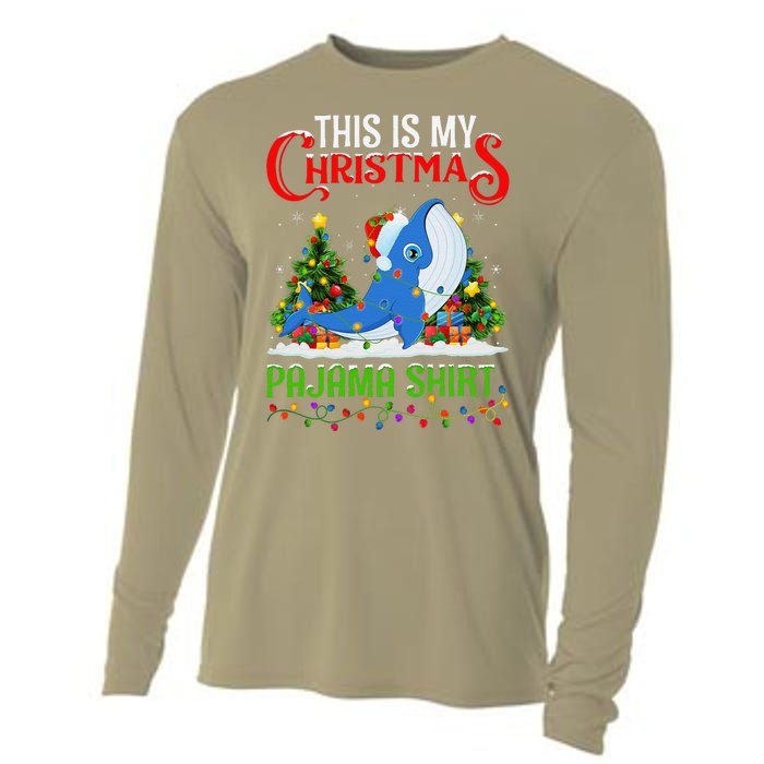 Blue Whale Xmas Lights This Is My Christmas Pajama Cooling Performance Long Sleeve Crew