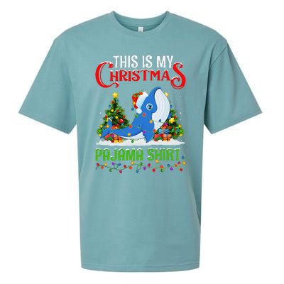 Blue Whale Xmas Lights This Is My Christmas Pajama Sueded Cloud Jersey T-Shirt