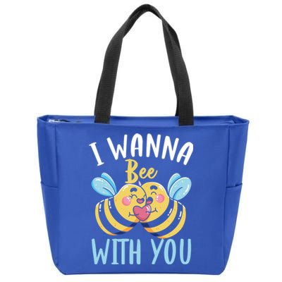 Bee With You Gift Bees Love Valentine's Day Love Token Gift Zip Tote Bag