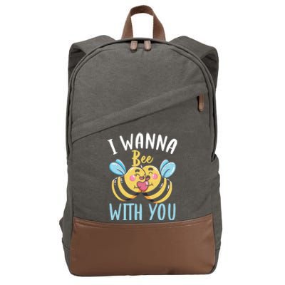 Bee With You Gift Bees Love Valentine's Day Love Token Gift Cotton Canvas Backpack