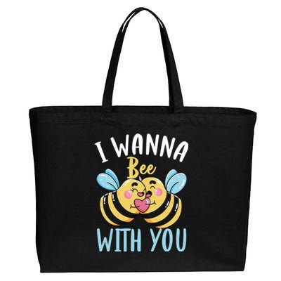 Bee With You Gift Bees Love Valentine's Day Love Token Gift Cotton Canvas Jumbo Tote