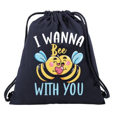 Bee With You Gift Bees Love Valentine's Day Love Token Gift Drawstring Bag