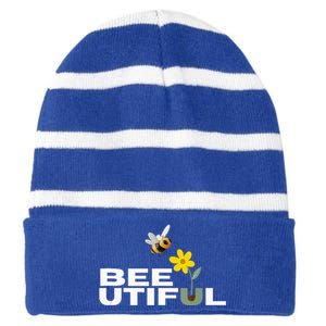 Beeutiful Wear Your Smile With Buzzing Striped Beanie with Solid Band