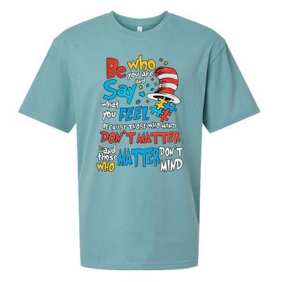 Be Who You Are And Say What You Feel Cat In Hat Autism Awareness Sueded Cloud Jersey T-Shirt