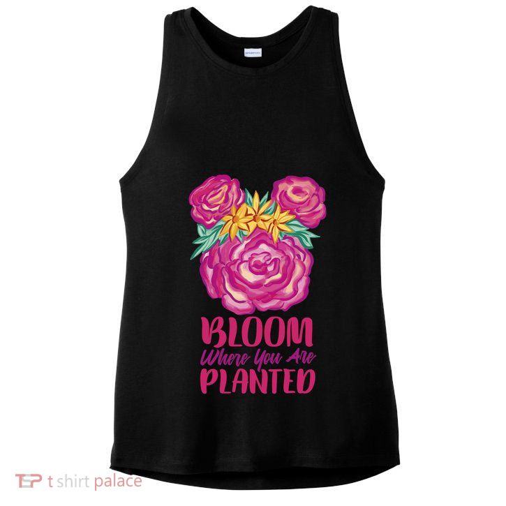 Bloom Where You Are Planted Floral Ladies PosiCharge Tri-Blend Wicking Tank