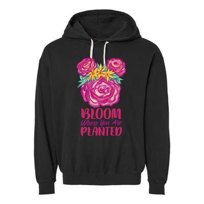 Bloom Where You Are Planted Floral Garment-Dyed Fleece Hoodie