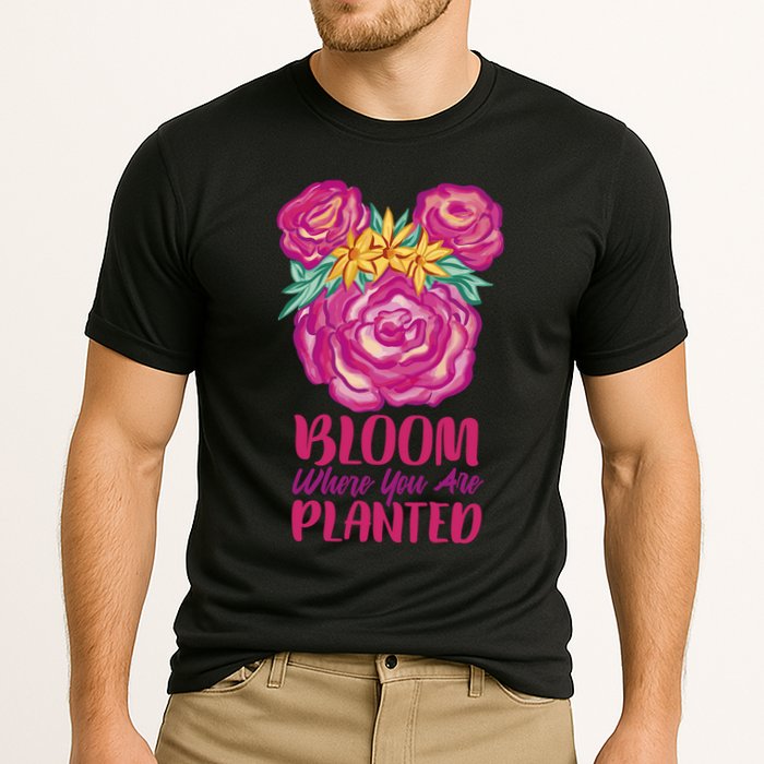 Bloom Where You Are Planted Floral Cooling Performance Crew T-Shirt