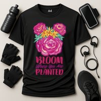 Bloom Where You Are Planted Floral Cooling Performance Crew T-Shirt