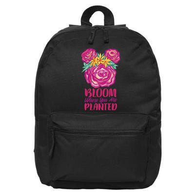 Bloom Where You Are Planted Floral 16 in Basic Backpack