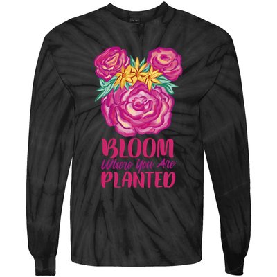Bloom Where You Are Planted Floral Tie-Dye Long Sleeve Shirt