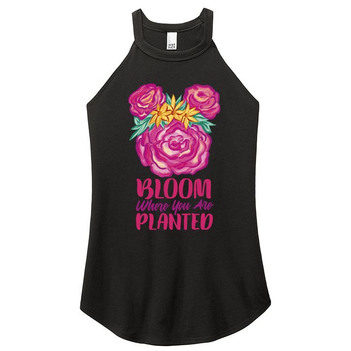 Bloom Where You Are Planted Floral Women's Perfect Tri Rocker Tank