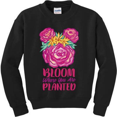 Bloom Where You Are Planted Floral Kids Sweatshirt