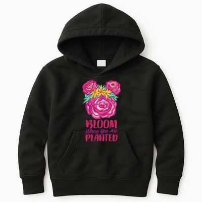 Bloom Where You Are Planted Floral Kids Hoodie
