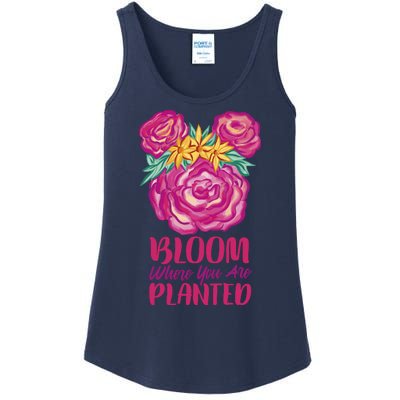 Bloom Where You Are Planted Floral Ladies Essential Tank