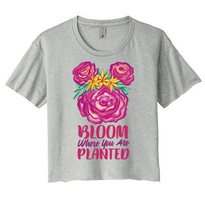 Bloom Where You Are Planted Floral Women's Crop Top Tee