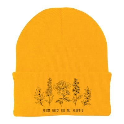 Bloom Where You Are Planted Grow Flower Plants Knit Cap Winter Beanie