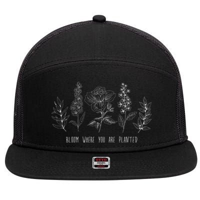 Bloom Where You Are Planted Grow Flower Plants 7 Panel Mesh Trucker Snapback Hat