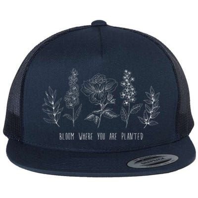 Bloom Where You Are Planted Grow Flower Plants Flat Bill Trucker Hat