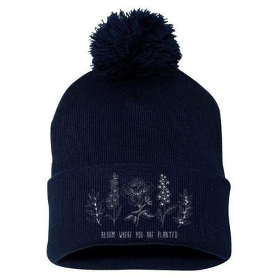 Bloom Where You Are Planted Grow Flower Plants Pom Pom 12in Knit Beanie