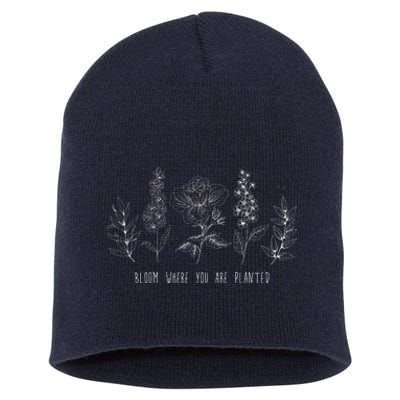 Bloom Where You Are Planted Grow Flower Plants Short Acrylic Beanie