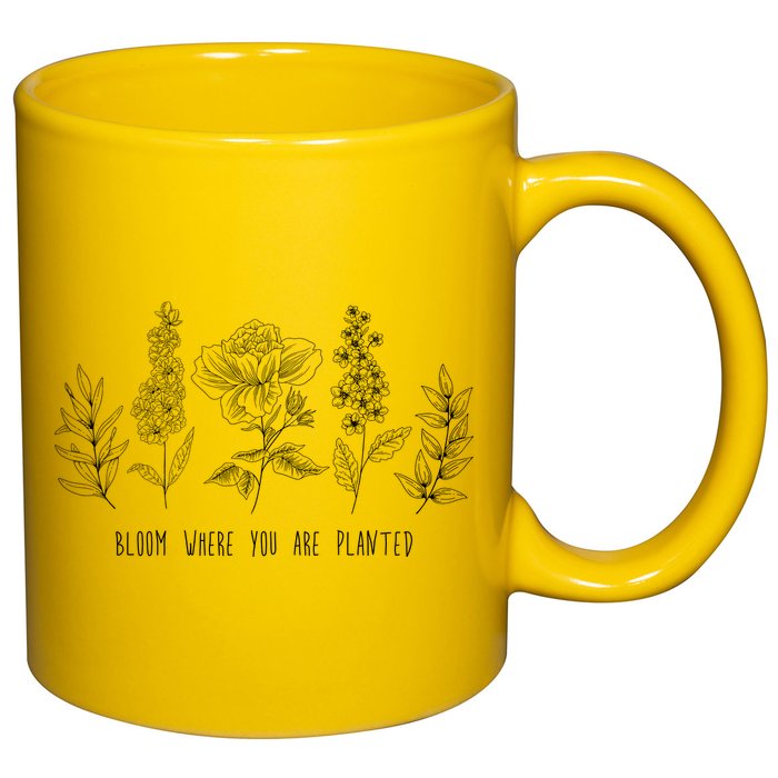 Bloom Where You Are Planted Grow Flower Plants 11oz C Handle Ceramic Mug