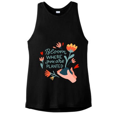 Bloom Where You Are Planted Nature Ladies PosiCharge Tri-Blend Wicking Tank