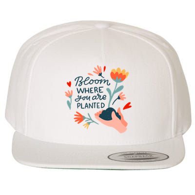 Bloom Where You Are Planted Nature Wool Snapback Cap