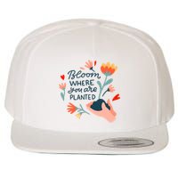 Bloom Where You Are Planted Nature Wool Snapback Cap