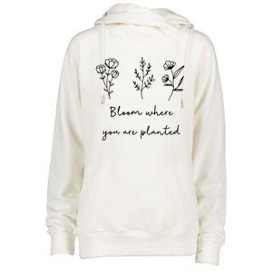 Bloom Where You Are Planted Tal Health Awareness Gift Womens Funnel Neck Pullover Hood