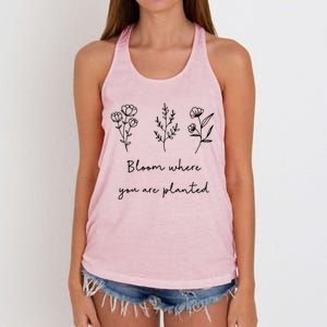 Bloom Where You Are Planted Tal Health Awareness Gift Women's Knotted Racerback Tank