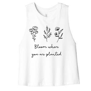 Bloom Where You Are Planted Tal Health Awareness Gift Women's Racerback Cropped Tank