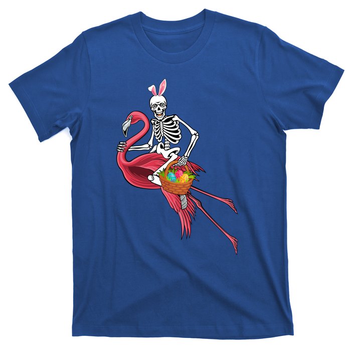 Bunny Xgreat Giftray Skeleton Riding Flamingo With Easter Eggs Basket Gift T-Shirt