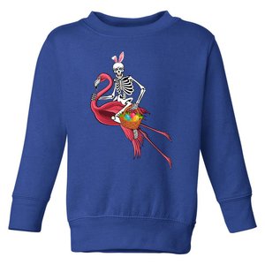 Bunny Xgreat Giftray Skeleton Riding Flamingo With Easter Eggs Basket Gift Toddler Sweatshirt