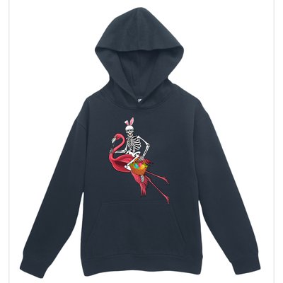 Bunny Xgreat Giftray Skeleton Riding Flamingo With Easter Eggs Basket Gift Urban Pullover Hoodie