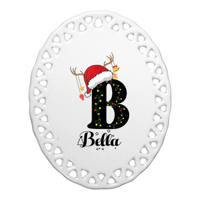 Bella Xmas Gift Name Personalized Funny Christmas Tank Top Ceramic Oval Ornament