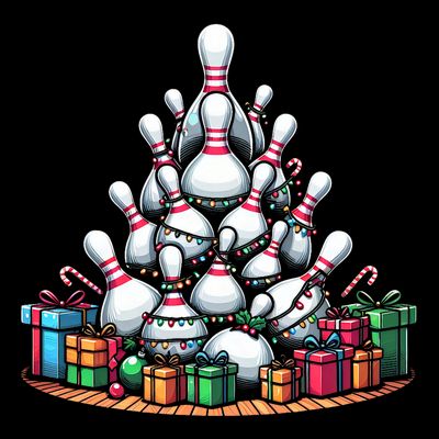 Bowling Xmas Lighting Santa Cute Bowling Christmas Tree T-Shirt