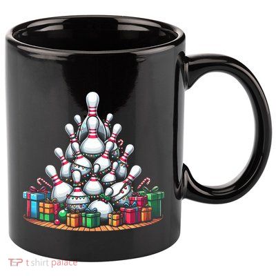 Bowling Xmas Lighting Santa Cute Bowling Christmas Tree 11oz C Handle Ceramic Mug