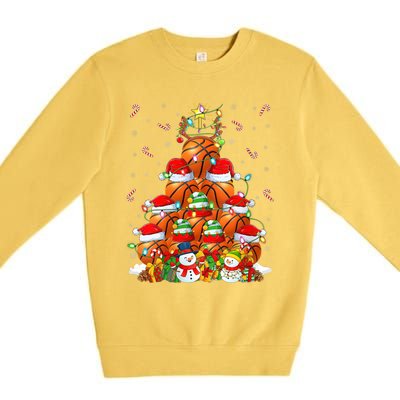 Basketball Xmas Lighting Tree Santa Basketball Christmas Meaningful Gift Premium Crewneck Sweatshirt