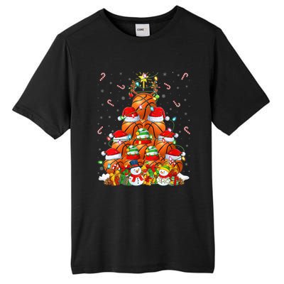 Basketball Xmas Lighting Tree Santa Basketball Christmas Meaningful Gift Tall Fusion ChromaSoft Performance T-Shirt